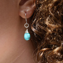 Load image into Gallery viewer, Rare Sleeping Beauty Turquoise Gemstone and .925 Sterling Silver Drop Earrings
