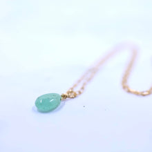 Load image into Gallery viewer, Trendy Columbian Emerald Briolette Necklace with Paper Clip Chain, Gold Filled
