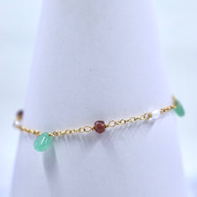 Load image into Gallery viewer, Chic Columbian Emerald Bracelet with Moonstones and Spinel, Gold Filled
