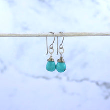 Load image into Gallery viewer, Rare Sleeping Beauty Turquoise Gemstone and .925 Sterling Silver Drop Earrings
