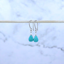 Load image into Gallery viewer, Rare Sleeping Beauty Turquoise and Shimmery Moonstone Gemstone Drop Briolette Earrings, Sterling Silver
