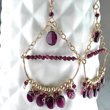 Load image into Gallery viewer, Rhodolite Garnet Chandelier Earrings Gold
