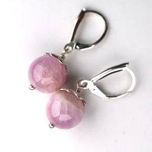 Load image into Gallery viewer, Pink Cat&#39;s Eye Kunzite Dangle Earrings Silver
