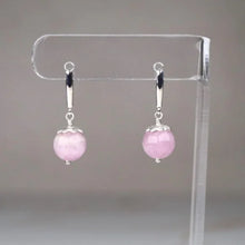 Load image into Gallery viewer, Pink Cat&#39;s Eye Kunzite Dangle Earrings Silver
